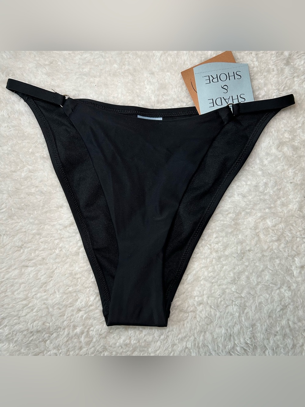 Shade & Shore Women’s Black Low Rise Extra Cheeky Bikini Bottoms Small NEW